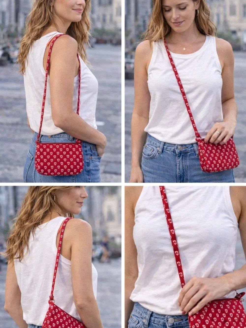 Vera Bradley small quilted crossbody bag in the retired Nantucket Red pattern